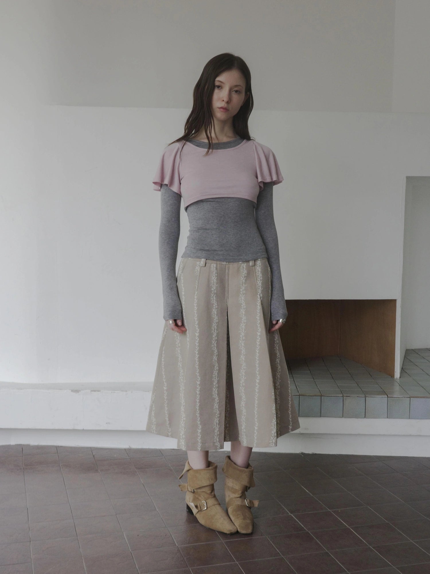 DKZ OFFICIAL Thickened Jacquard Long Pleated Skirt
