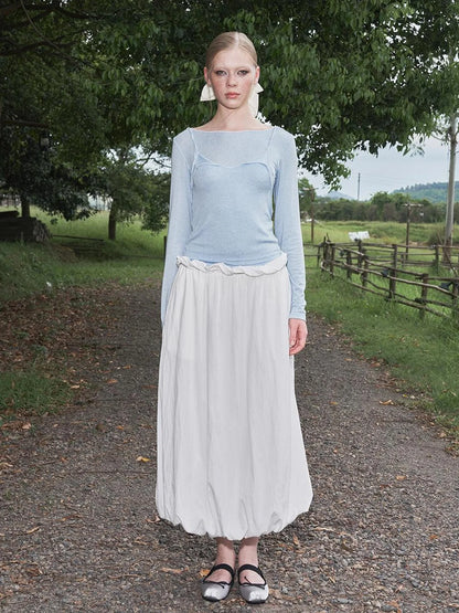 DKZ OFFICIAL Thin Blend Tencel Wool Long-Sleeve Layered T-Shirt Women Autumn Slim Fit