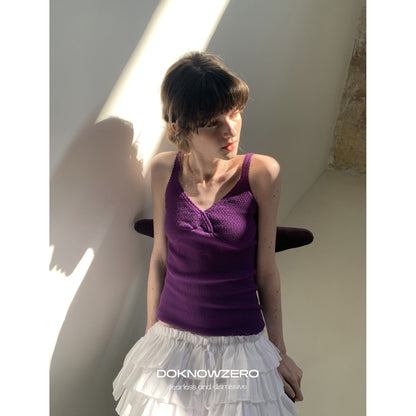 DKZ_OFFICIAL_Twist_Knot_Knit_V-neck_Layered_Slim_Women&
