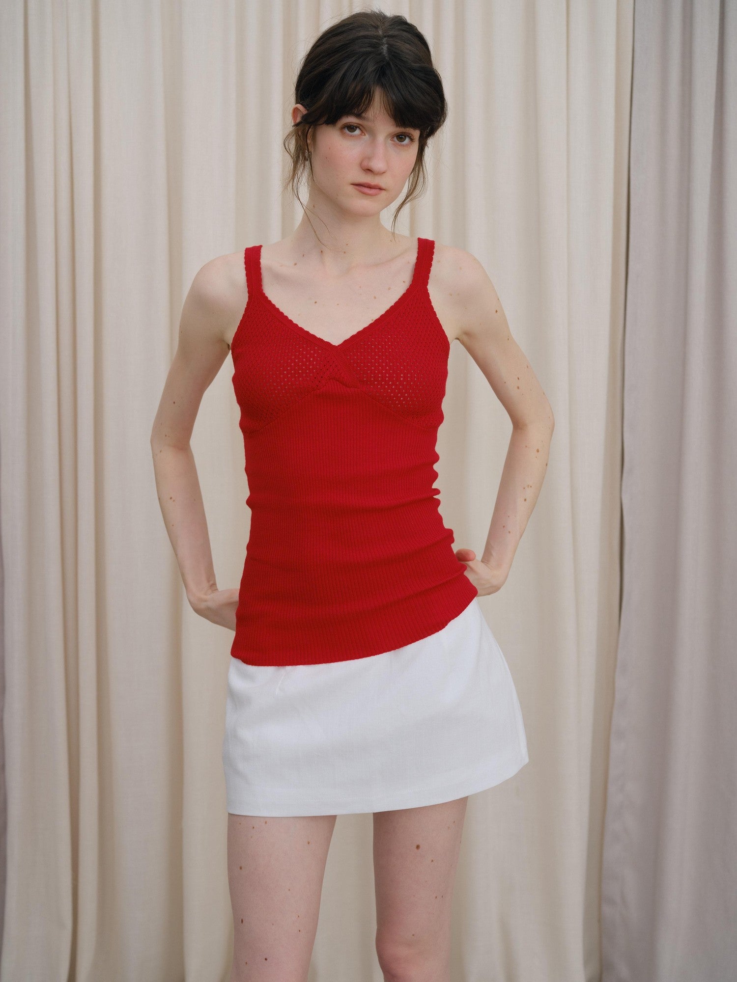 DKZ OFFICIAL Twist Knot Knit V-neck Layered Slim Women&