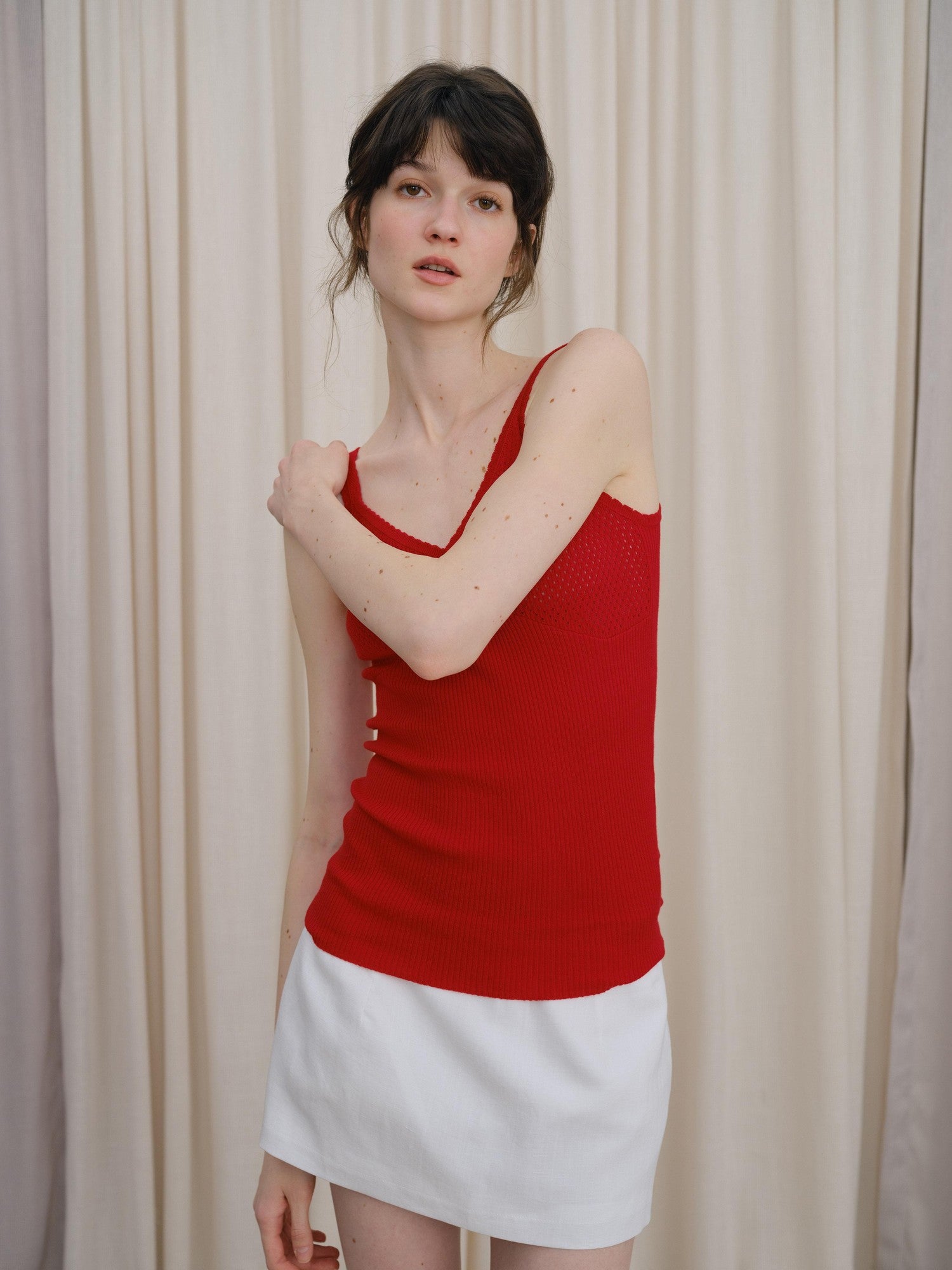 DKZ OFFICIAL Twist Knot Knit V-neck Layered Slim Women&