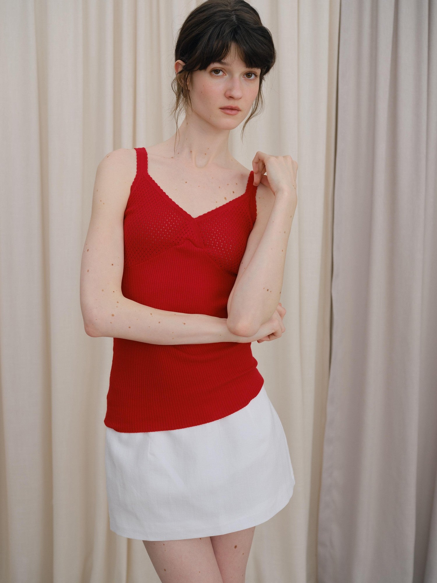 DKZ OFFICIAL Twist Knot Knit V-neck Layered Slim Women&