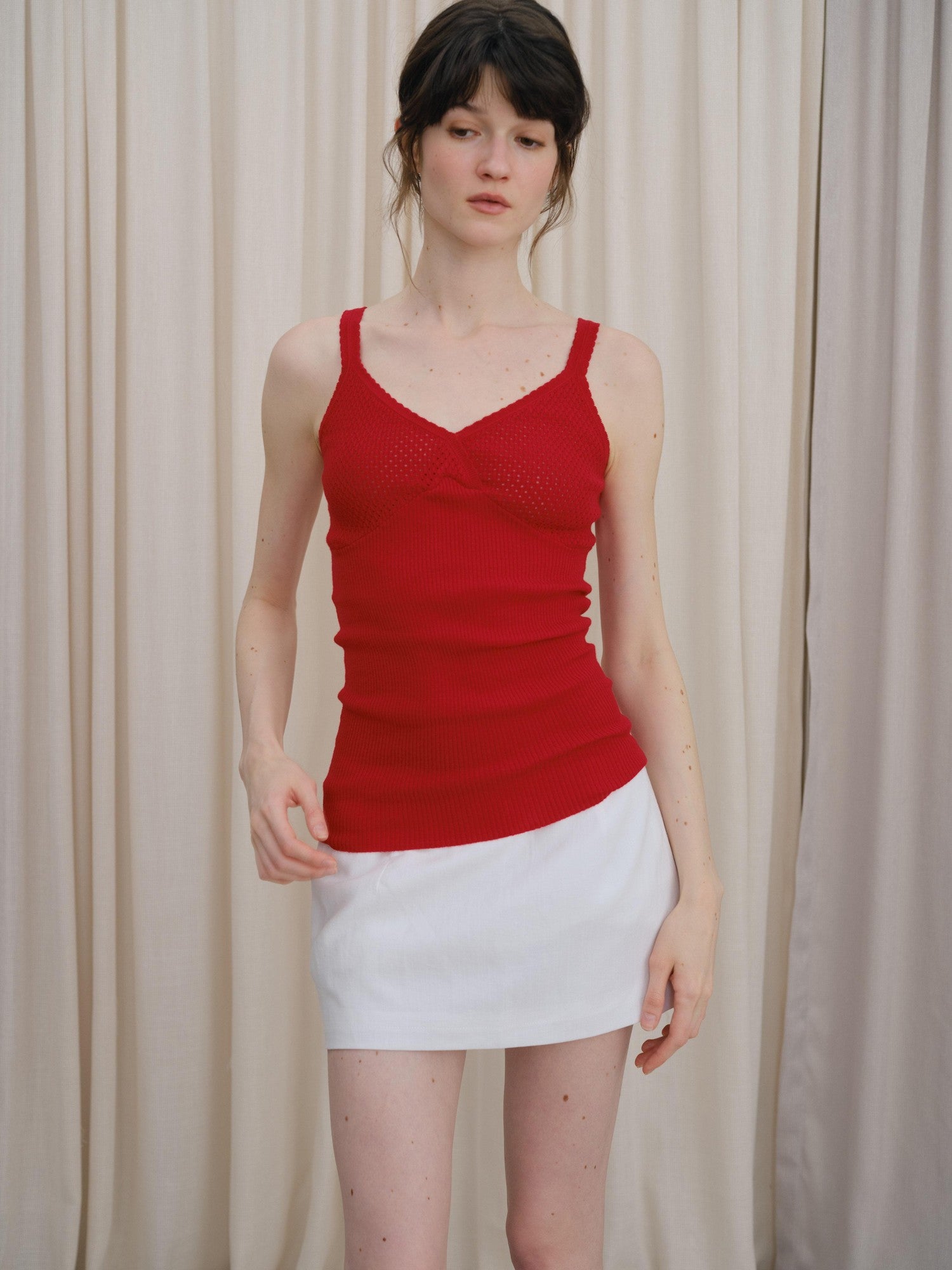 DKZ OFFICIAL Twist Knot Knit V-neck Layered Slim Women&