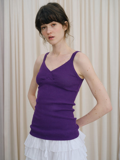 DKZ OFFICIAL Twist Knot Knit V-neck Layered Slim Women&