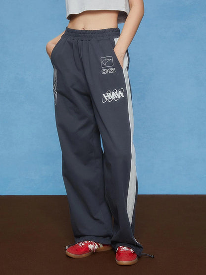 DKZ OFFICIAL Two Tone Cuffed Drawstring Wide Leg Sweatpants