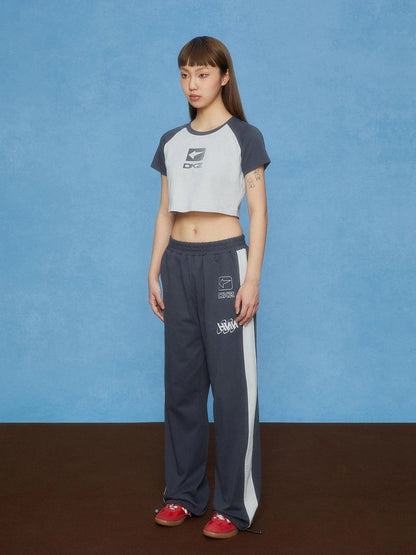 DKZ OFFICIAL Two Tone Cuffed Drawstring Wide Leg Sweatpants