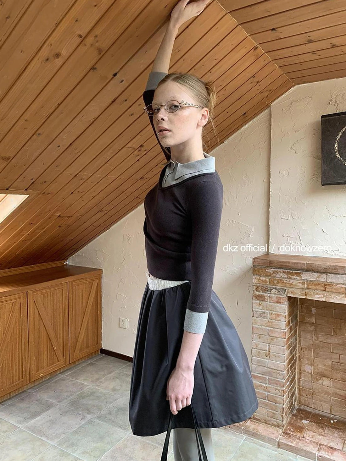 Two Tone Polo Collar Knit Tee