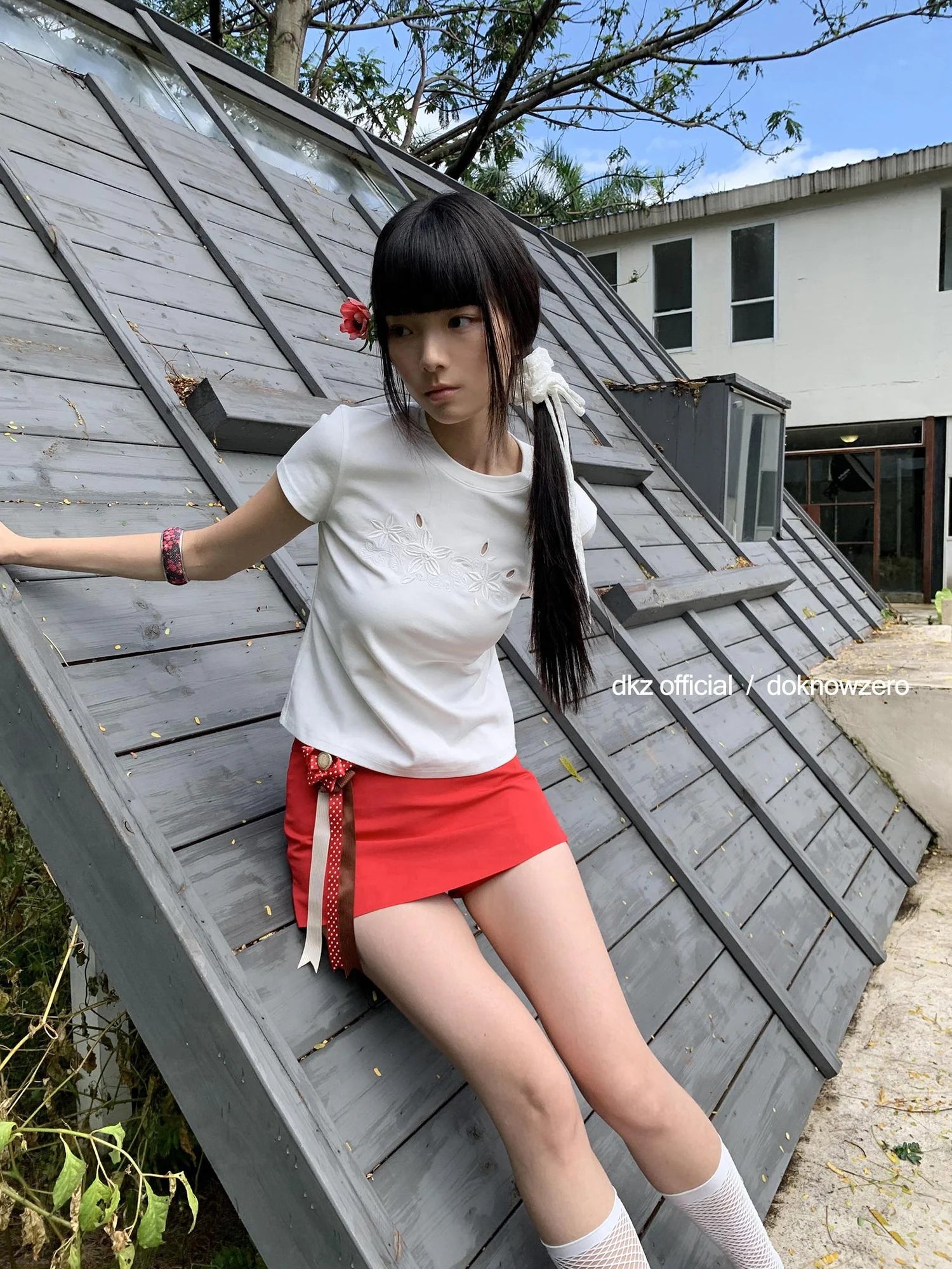 DKZ OFFICIAL Two Way Convertible Detachable Badge Red A Line Skirt Shorts