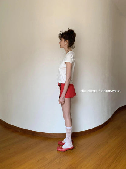 DKZ OFFICIAL Two Way Convertible Detachable Badge Red A Line Skirt Shorts