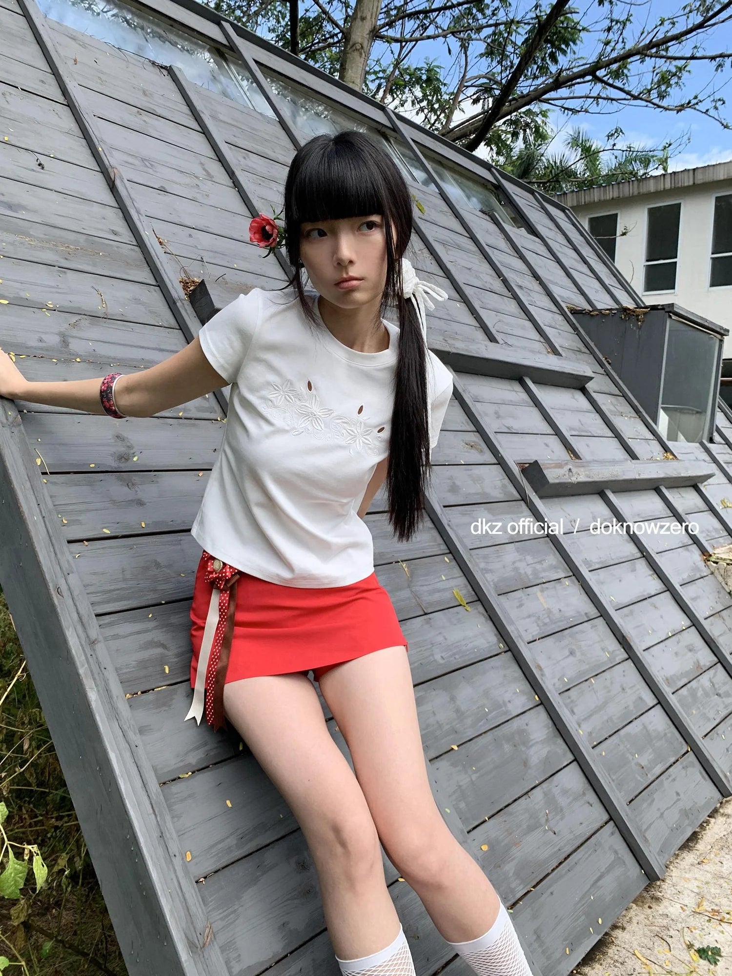 DKZ OFFICIAL Two Way Convertible Detachable Badge Red A Line Skirt Shorts