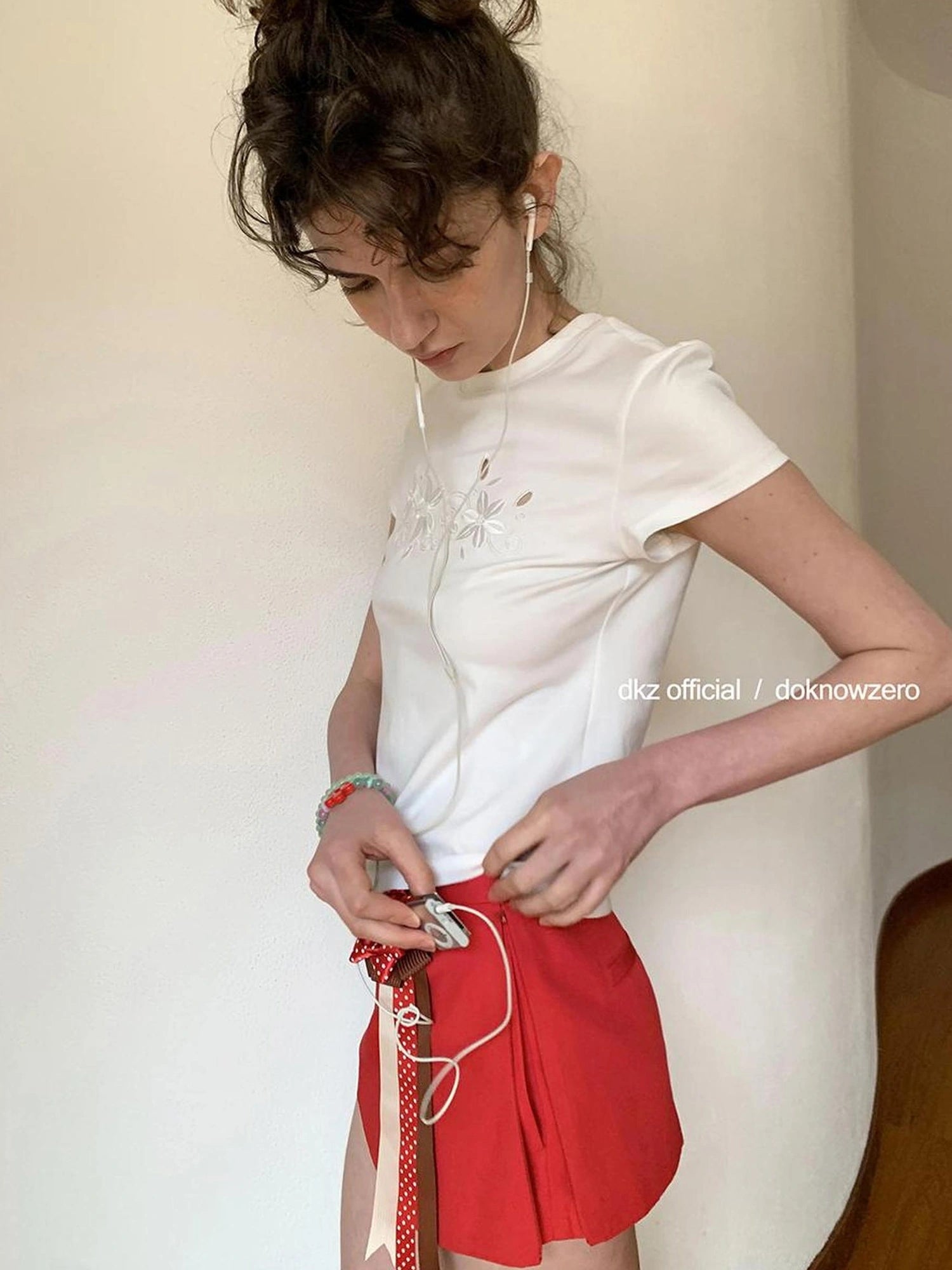DKZ OFFICIAL Two Way Convertible Detachable Badge Red A Line Skirt Shorts
