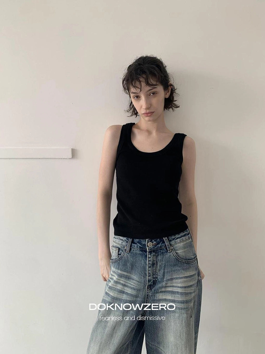 DKZ OFFICIAL U Neck Knitted Sleeveless Vest For Women Autumn Slim Fit Basic Innerwear