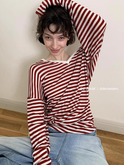 DKZ_OFFICIAL_V-Neck_Color_Block_Striped_Batwing_Sleeve_Tunic_Top_MISSTT
