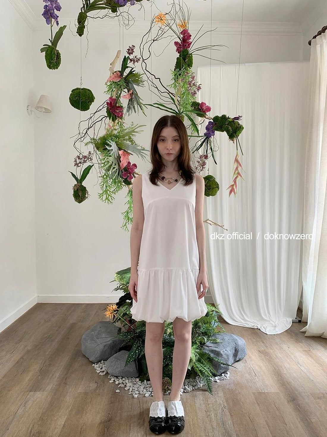 DKZ OFFICIAL V-Neck Flared A-Line Cotton Summer Dress