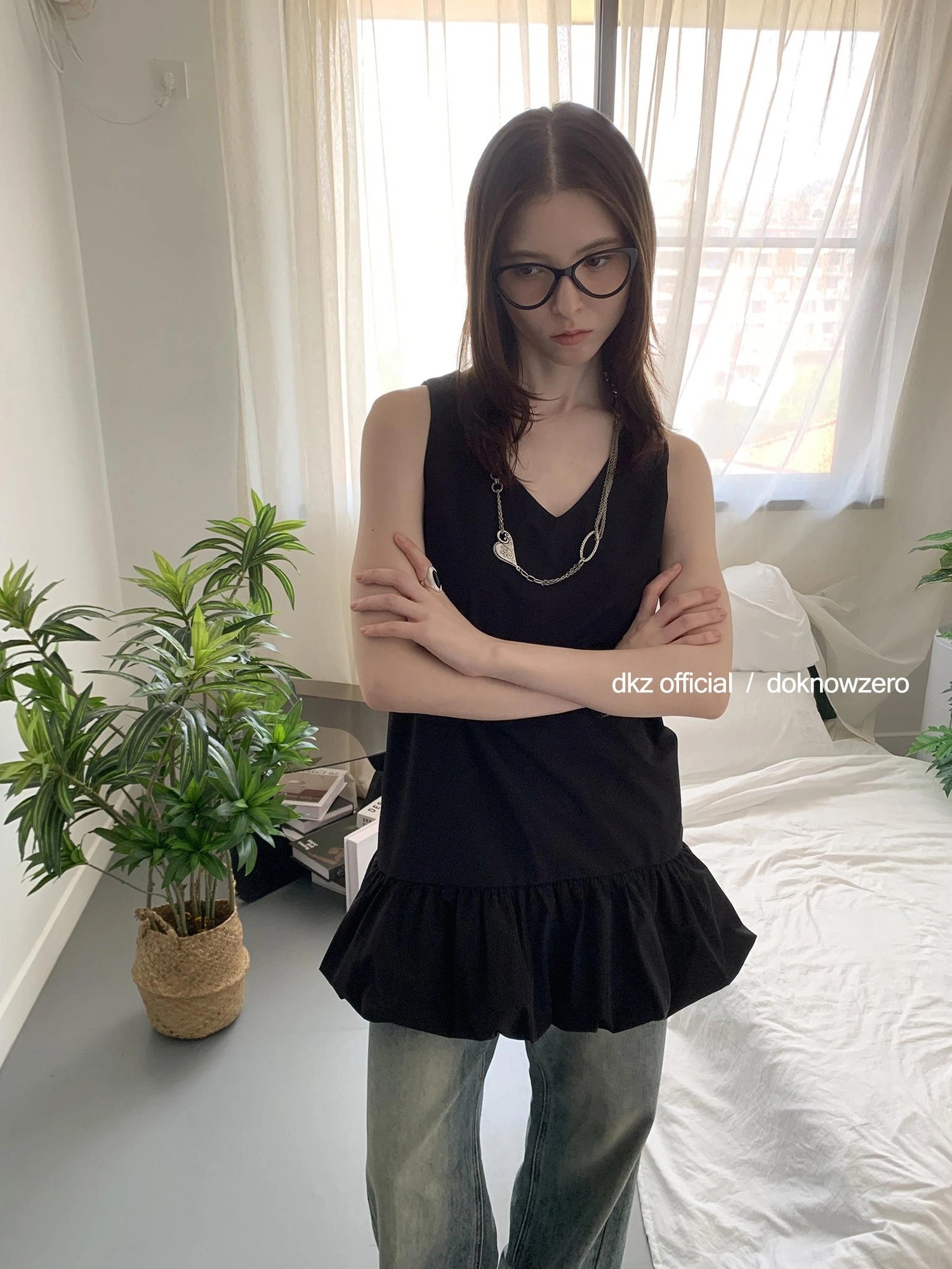 DKZ OFFICIAL V-Neck Flared A-Line Cotton Summer Dress