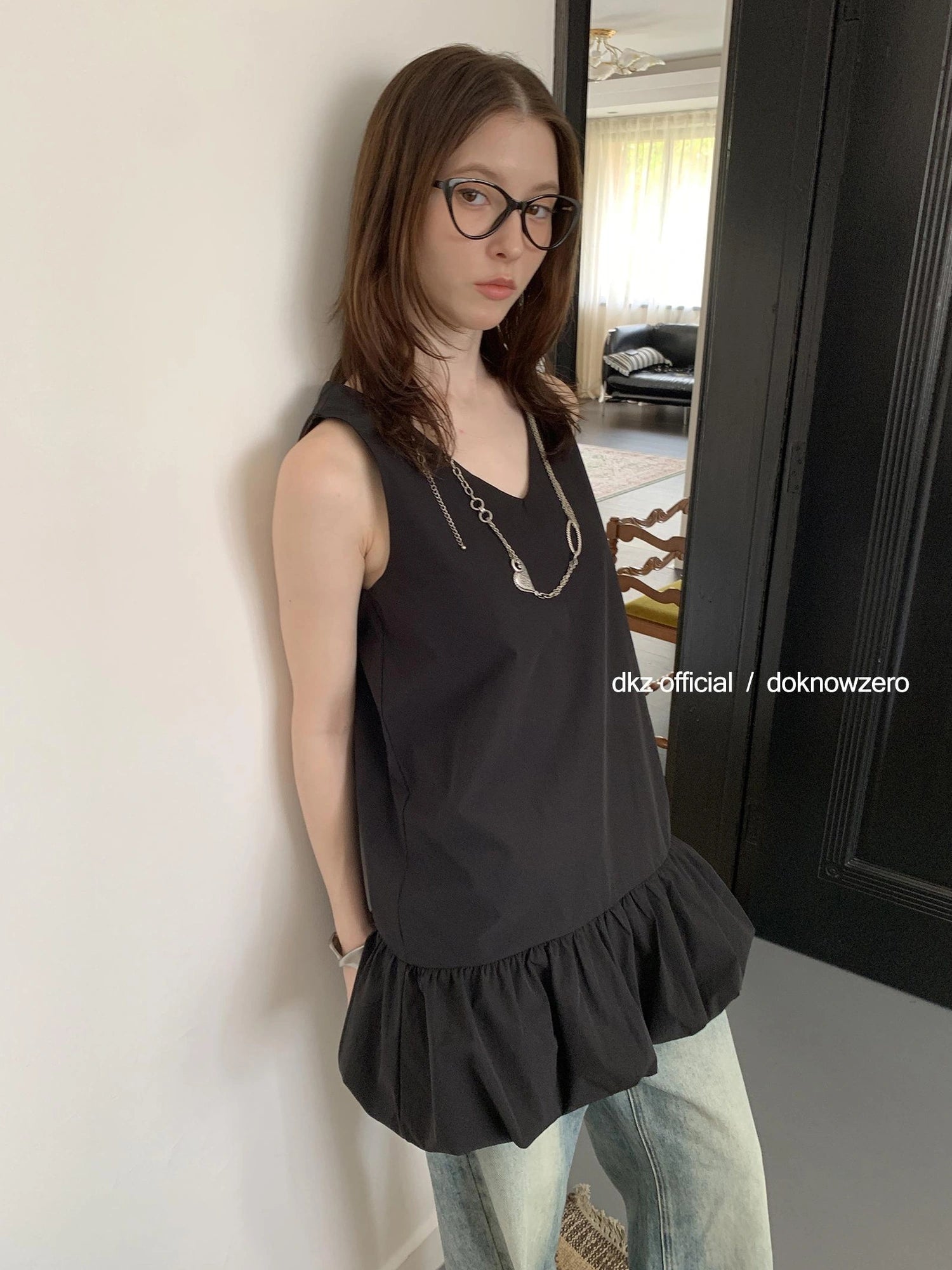 DKZ OFFICIAL V-Neck Flared A-Line Cotton Summer Dress