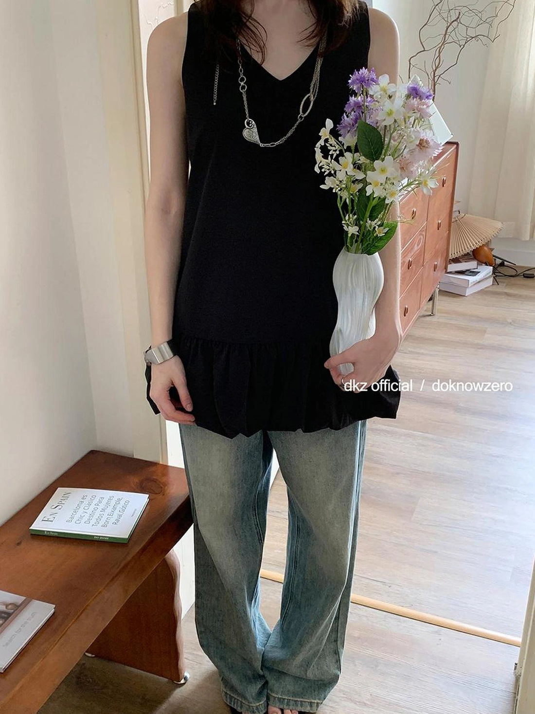 DKZ OFFICIAL V-Neck Flared A-Line Cotton Summer Dress