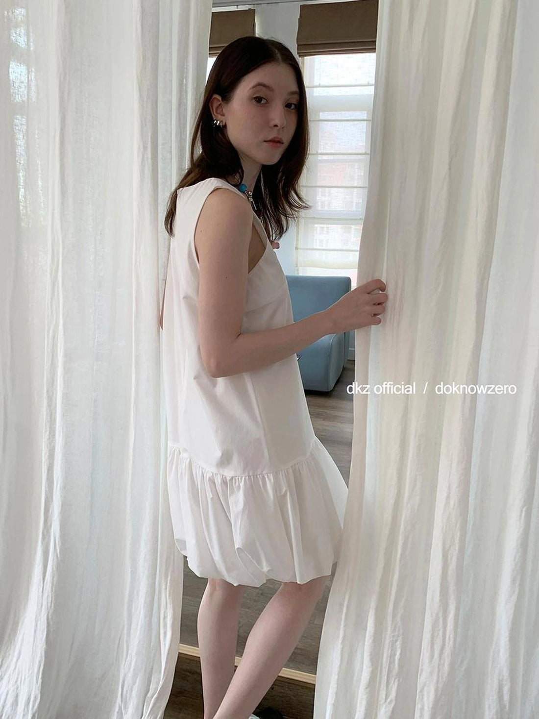 DKZ OFFICIAL V-Neck Flared A-Line Cotton Summer Dress