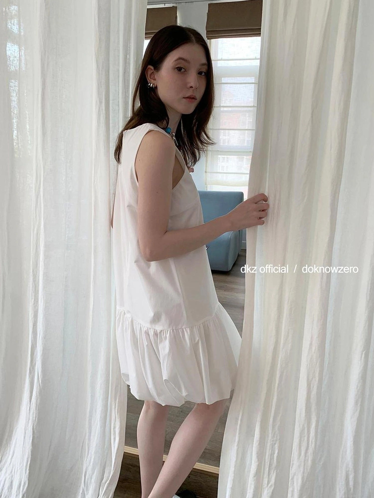 DKZ OFFICIAL V-Neck Flared A-Line Cotton Summer Dress