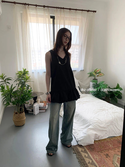 DKZ OFFICIAL V-Neck Flared A-Line Cotton Summer Dress