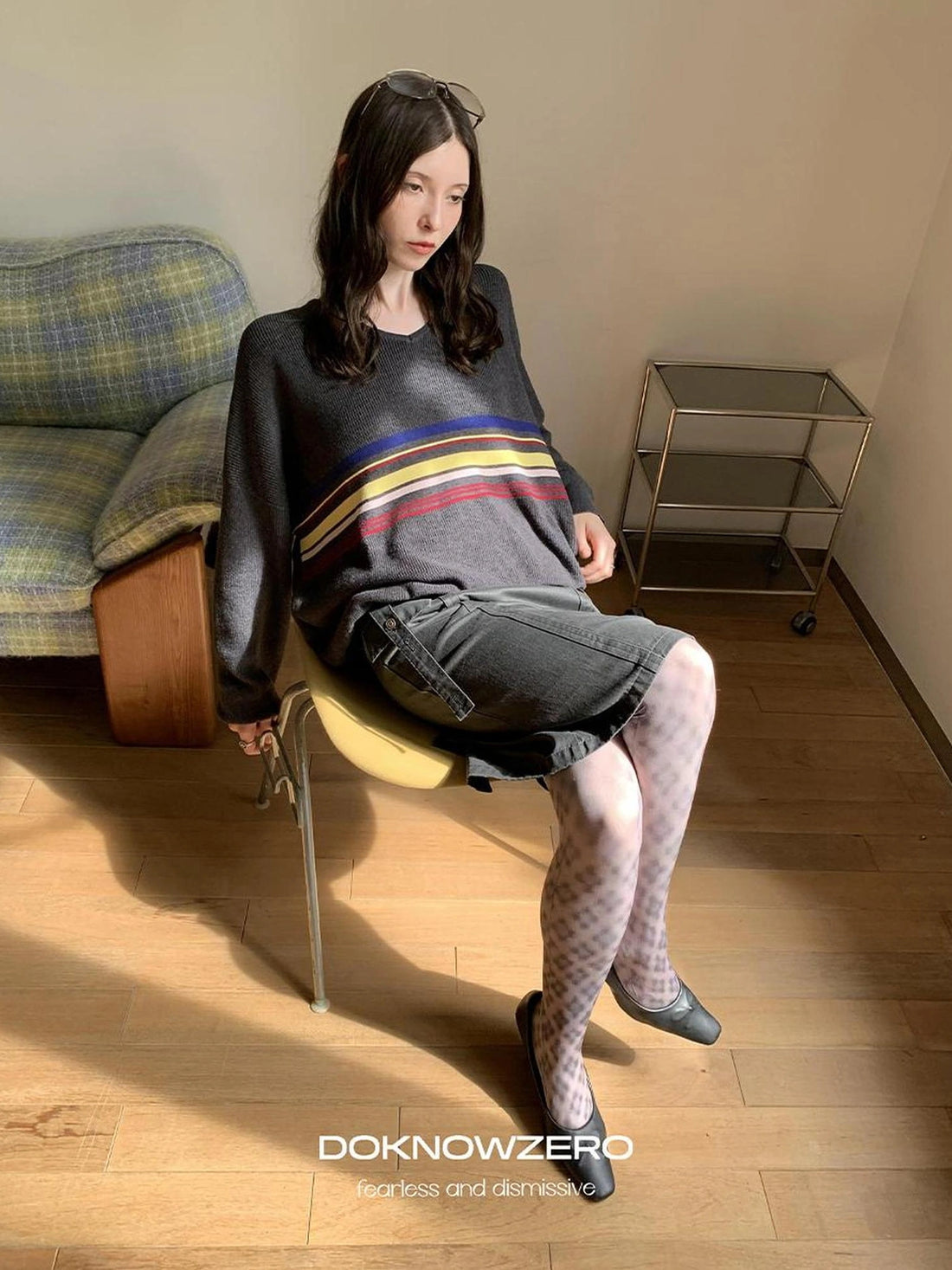 DKZ OFFICIAL V-Neck Sweater With Color Block Stripes