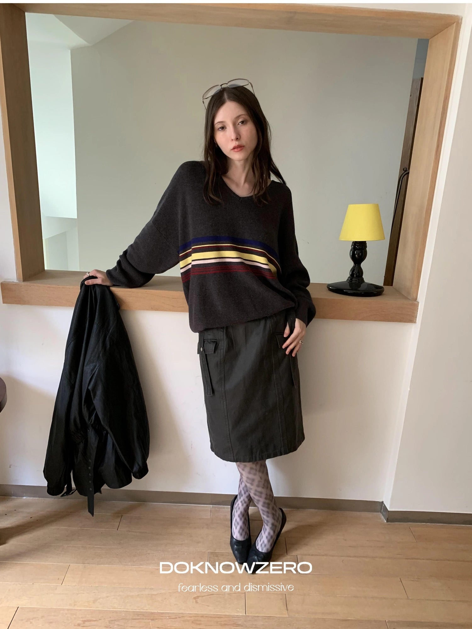 DKZ OFFICIAL V-Neck Sweater With Color Block Stripes