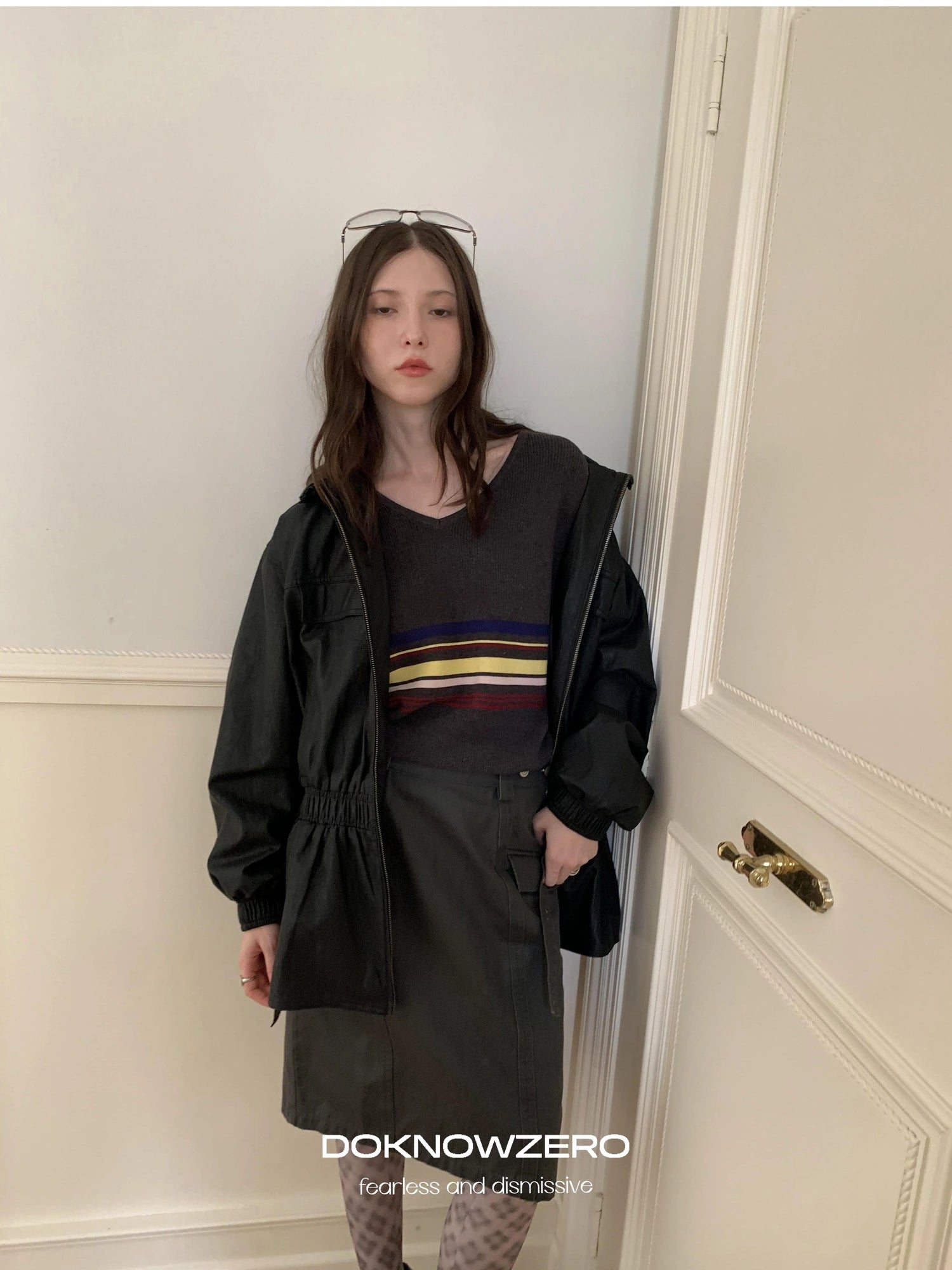 DKZ OFFICIAL V-Neck Sweater With Color Block Stripes