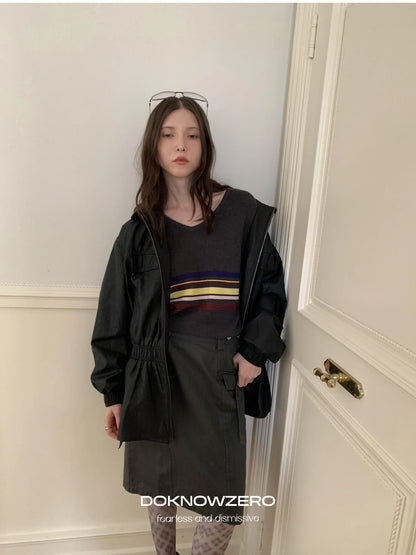 DKZ OFFICIAL V-Neck Sweater With Color Block Stripes