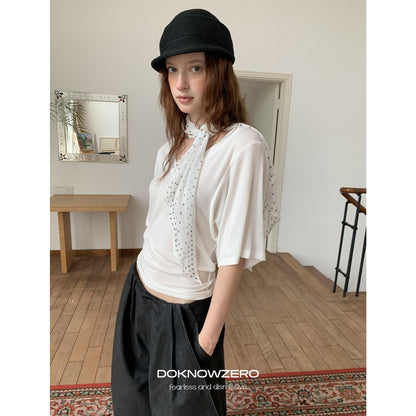 DKZ_OFFICIAL_V-neck_Batwing_Sleeve_Cinched_Waist_Women&