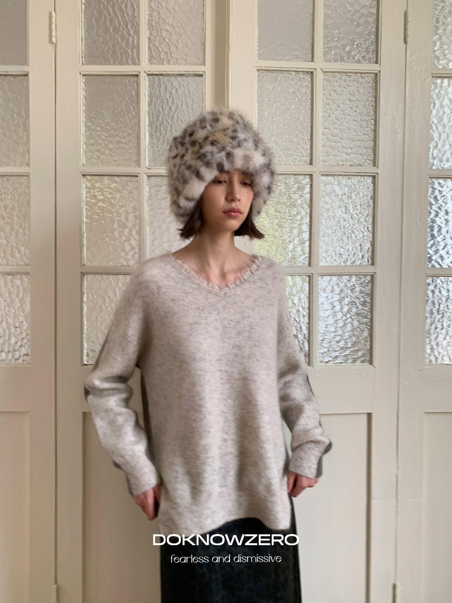 DKZ OFFICIAL V-neck Colorblock Relaxed Fit Women&