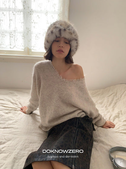 DKZ OFFICIAL V-neck Colorblock Relaxed Fit Women&