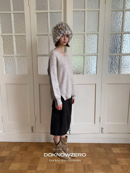 DKZ OFFICIAL V-neck Colorblock Relaxed Fit Women&