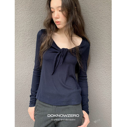 DKZ_OFFICIAL_V-neck_Knotted_A_Line_Slim_Fit_Wool_Blend_Women&
