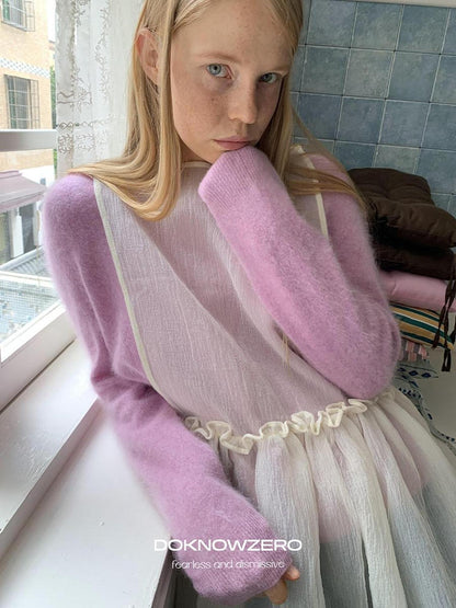 DKZ OFFICIAL V-neck Oversized Solid Pullover Women&