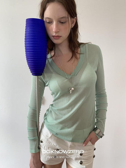 DKZ OFFICIAL V-neck Uv Protection Soft Lightweight Casual Women&