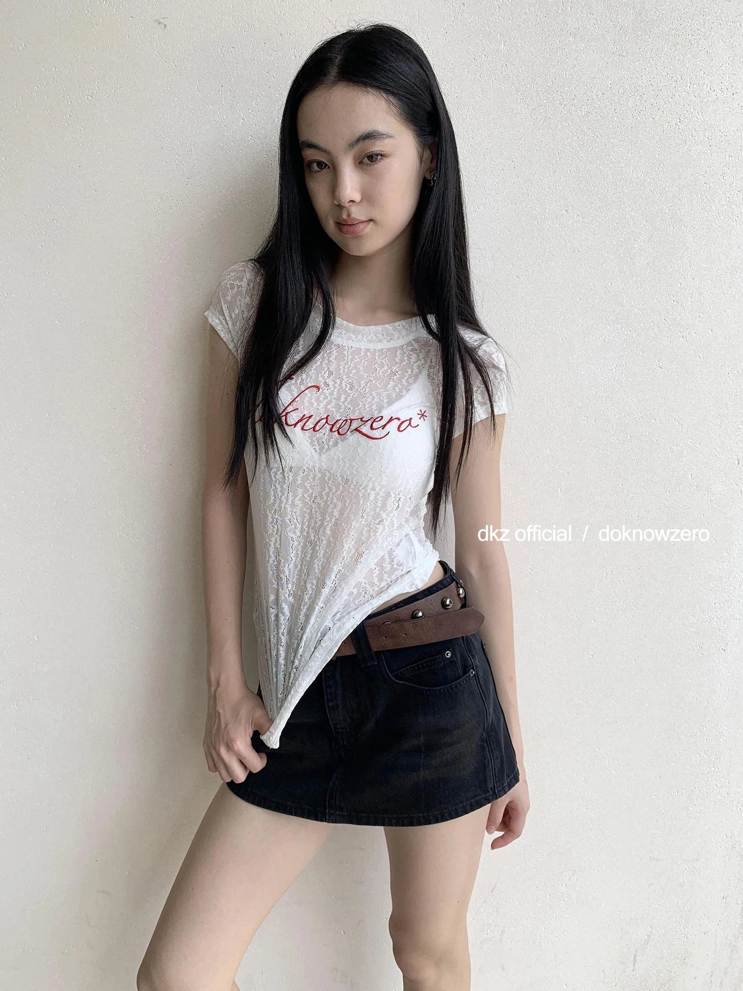 DKZ OFFICIAL Vintage Black Denim Skort Summer A Line Anti Peek Short Skirt