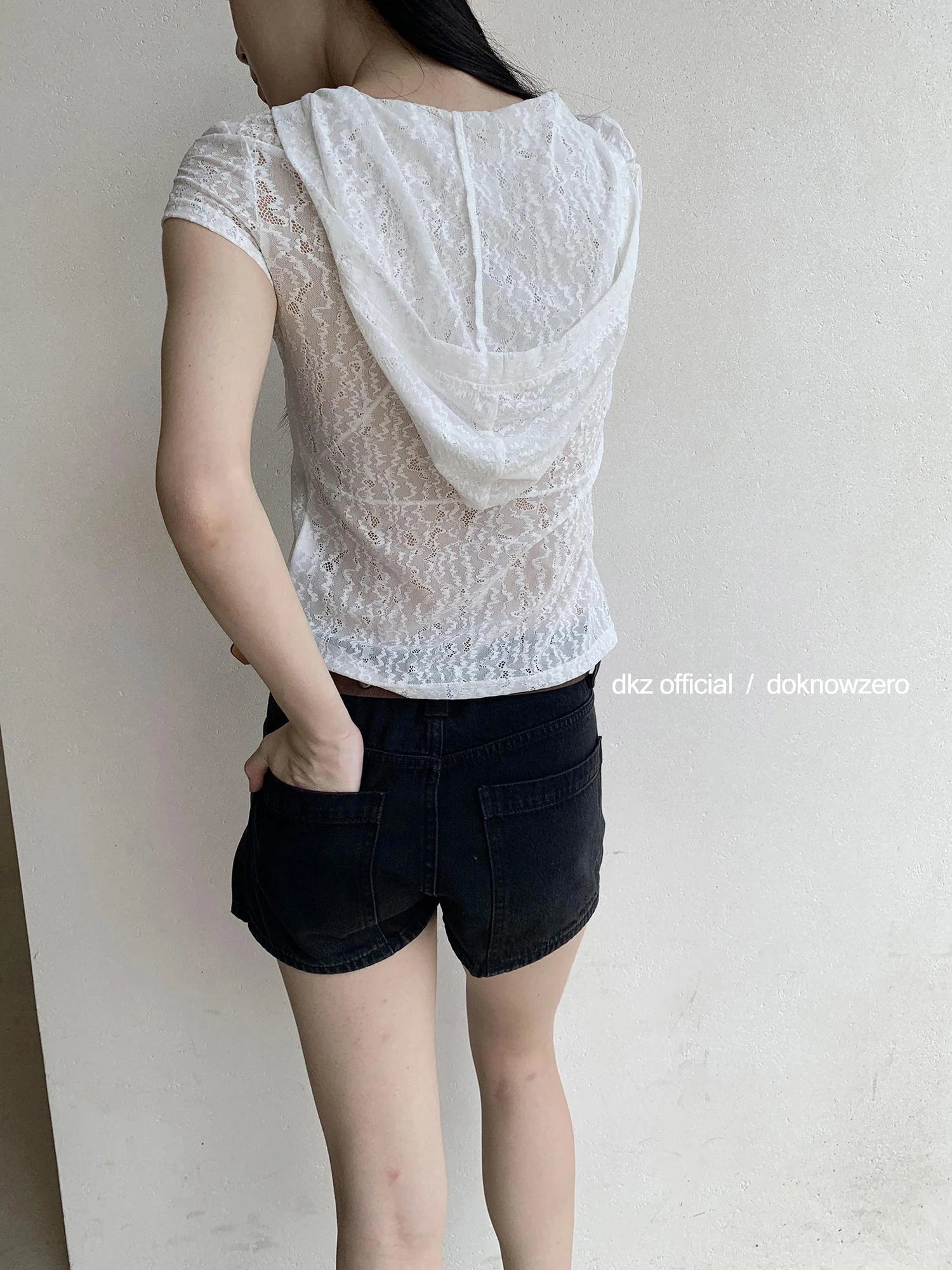 DKZ OFFICIAL Vintage Black Denim Skort Summer A Line Anti Peek Short Skirt