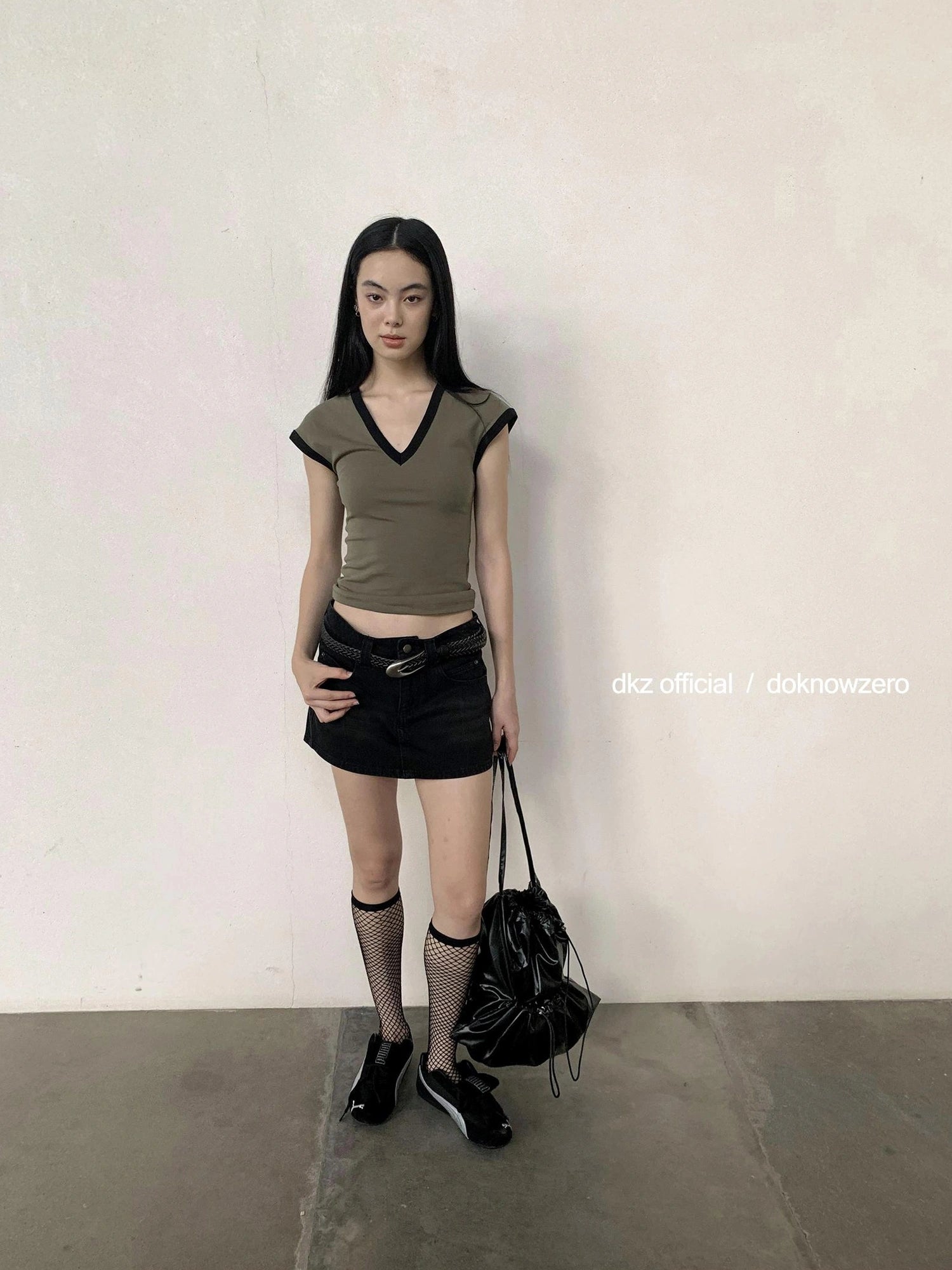 DKZ OFFICIAL Vintage Black Denim Skort Summer A Line Anti Peek Short Skirt
