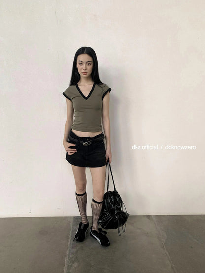 DKZ OFFICIAL Vintage Black Denim Skort Summer A Line Anti Peek Short Skirt