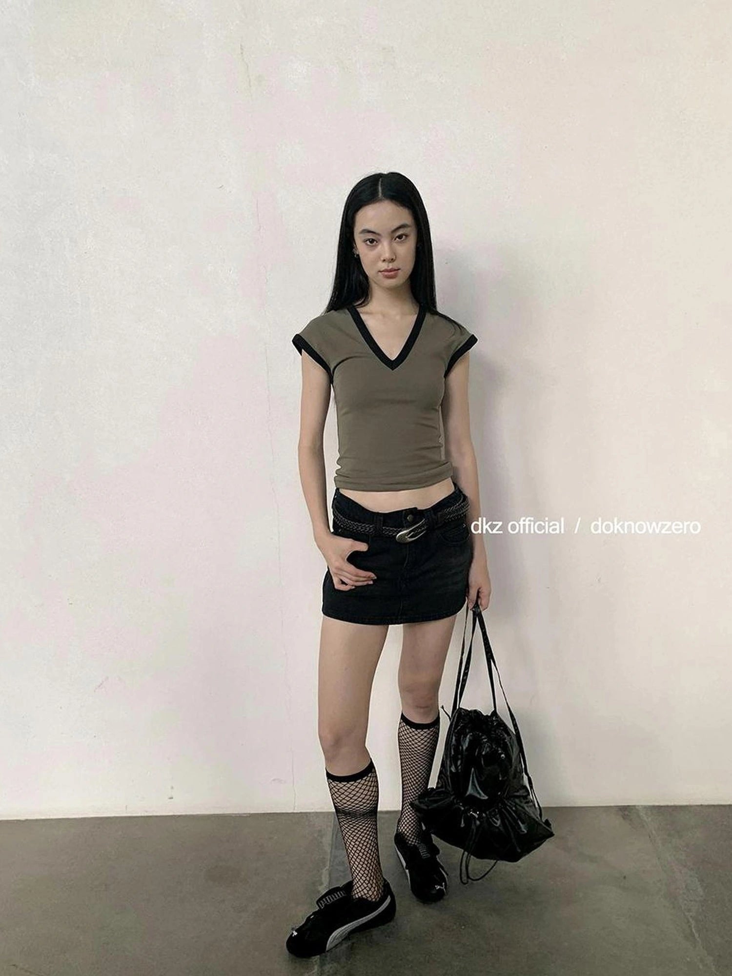 DKZ OFFICIAL Vintage Black Denim Skort Summer A Line Anti Peek Short Skirt