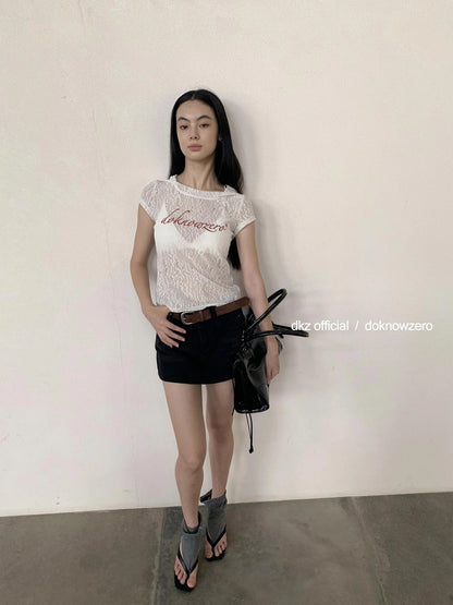 DKZ OFFICIAL Vintage Black Denim Skort Summer A Line Anti Peek Short Skirt