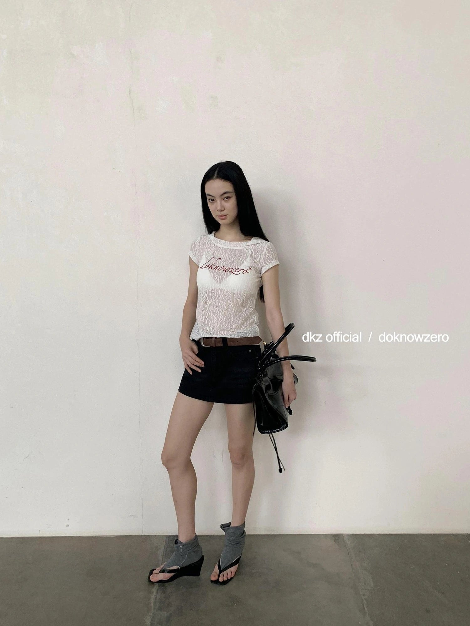 DKZ OFFICIAL Vintage Black Denim Skort Summer A Line Anti Peek Short Skirt