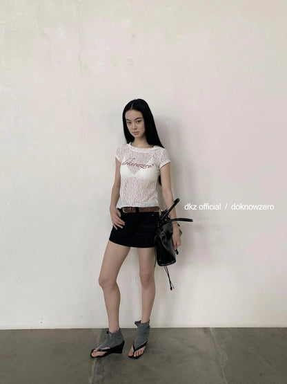 DKZ OFFICIAL Vintage Black Denim Skort Summer A Line Anti Peek Short Skirt