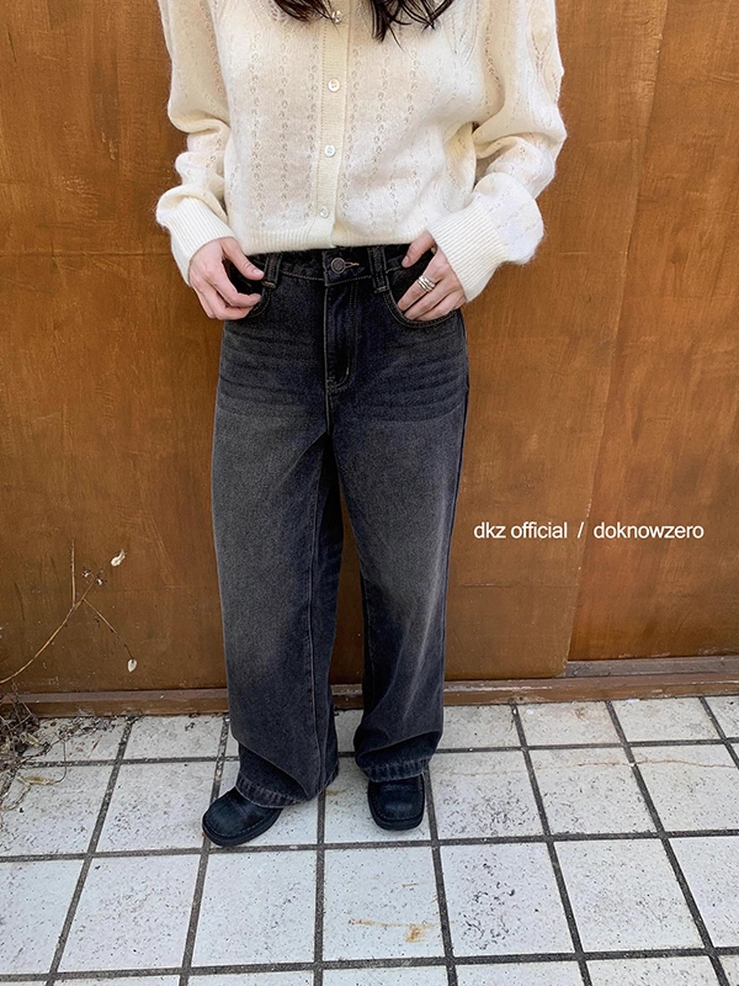 DKZ_OFFICIAL_Vintage_Black_Washed_Flared_Fleece_Lined_Jeans_MISSTT