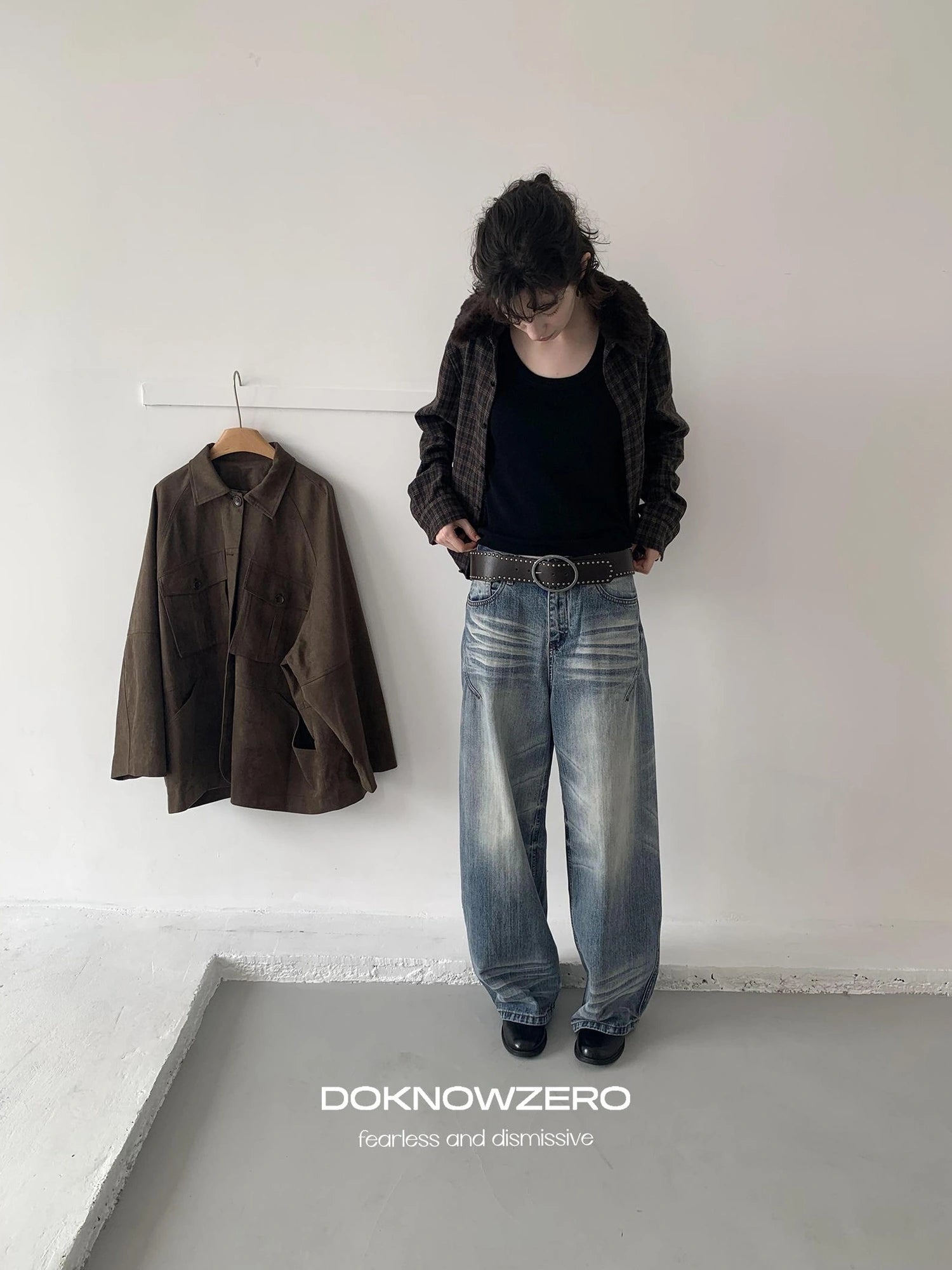 DKZ OFFICIAL Vintage Blue Washed Wide Leg Denim Pants