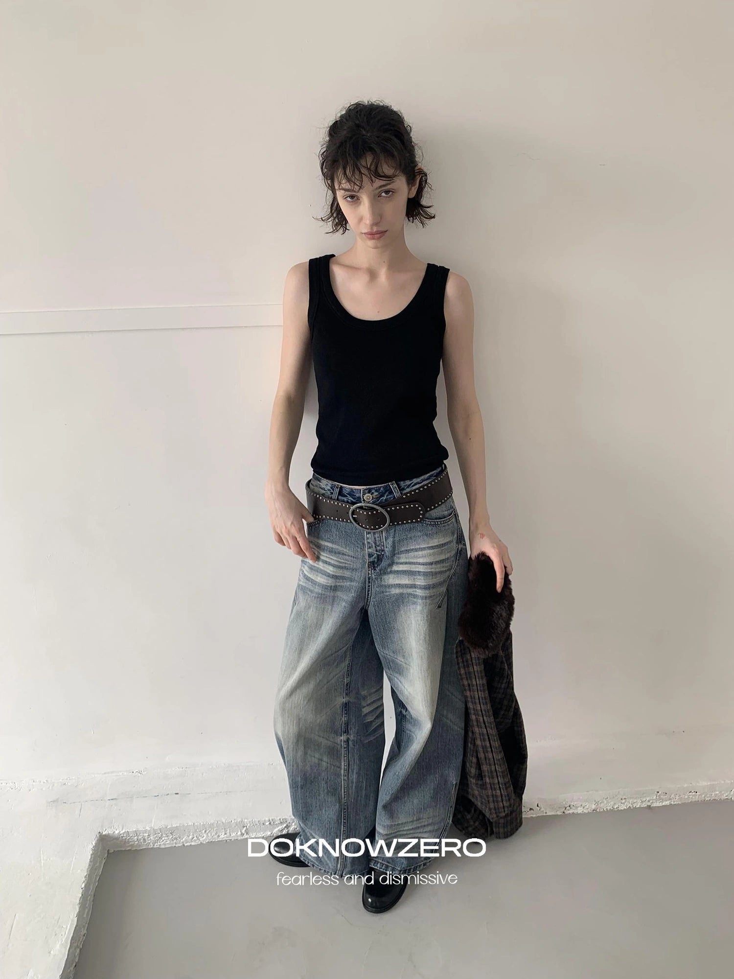 DKZ OFFICIAL Vintage Blue Washed Wide Leg Denim Pants