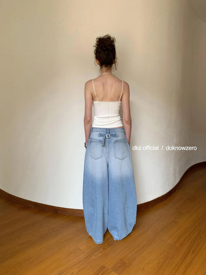 DKZ OFFICIAL Vintage Blue Wide Leg Denim Trousers