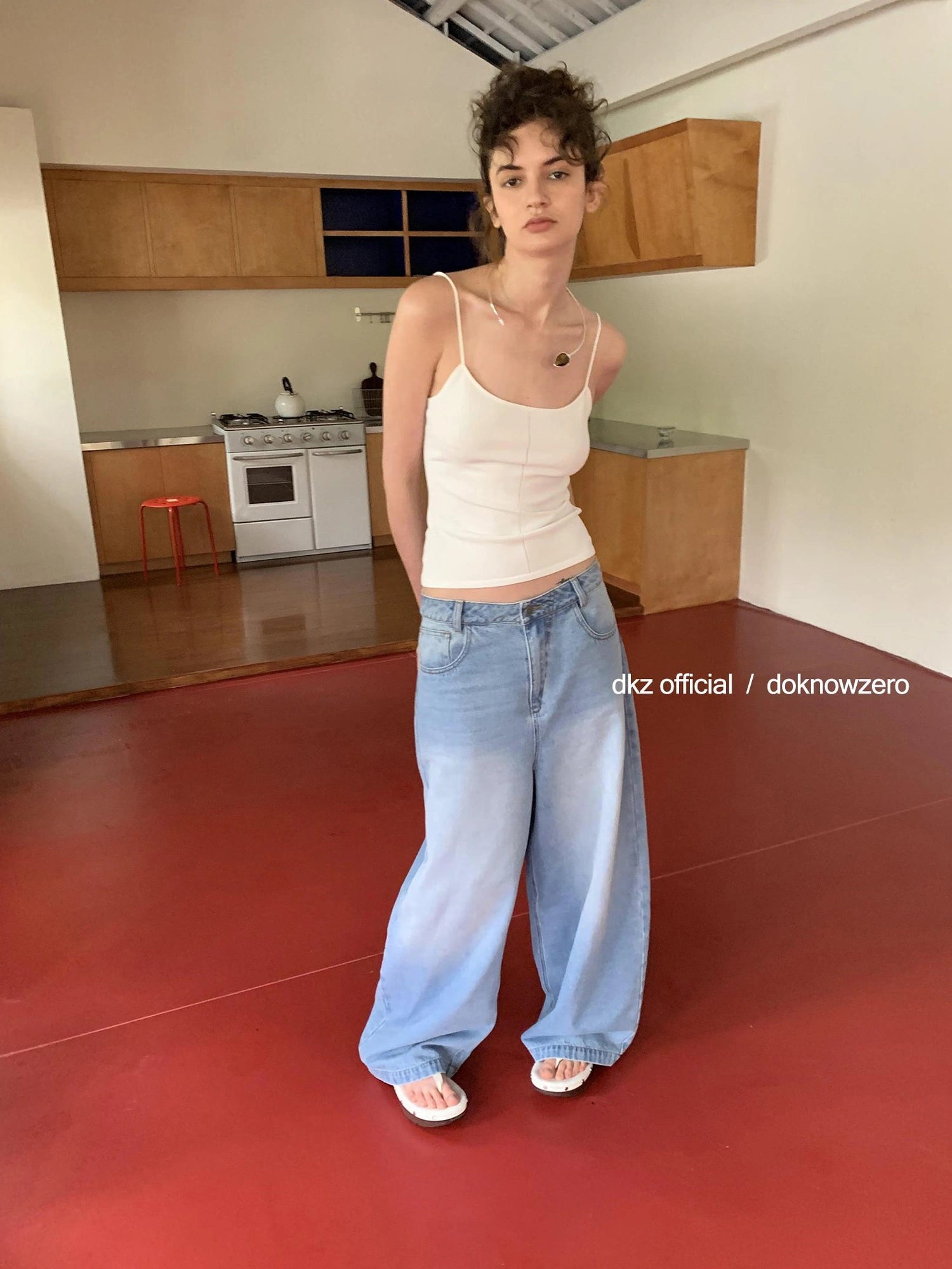 DKZ OFFICIAL Vintage Blue Wide Leg Denim Trousers