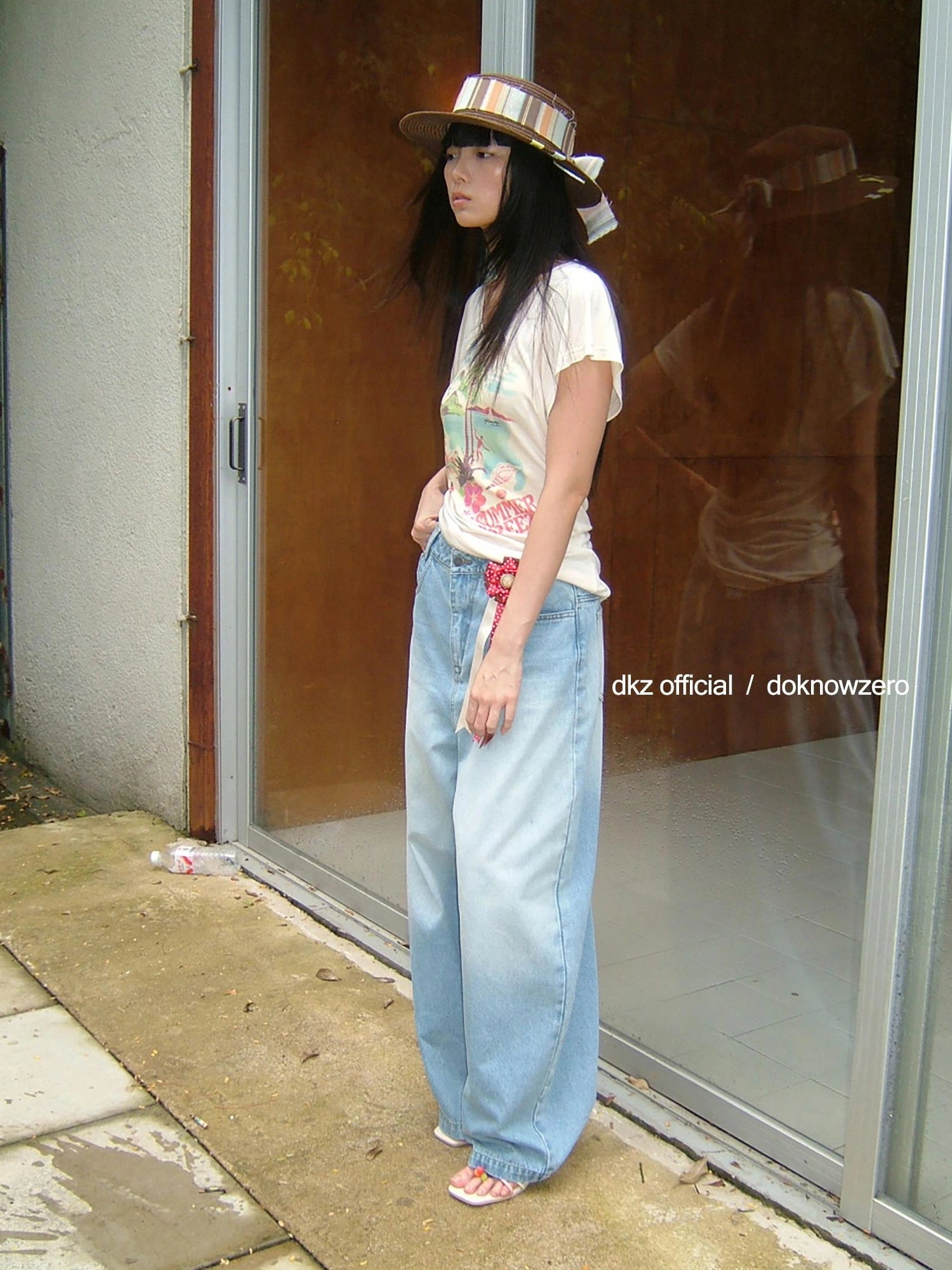 DKZ OFFICIAL Vintage Blue Wide Leg Denim Trousers