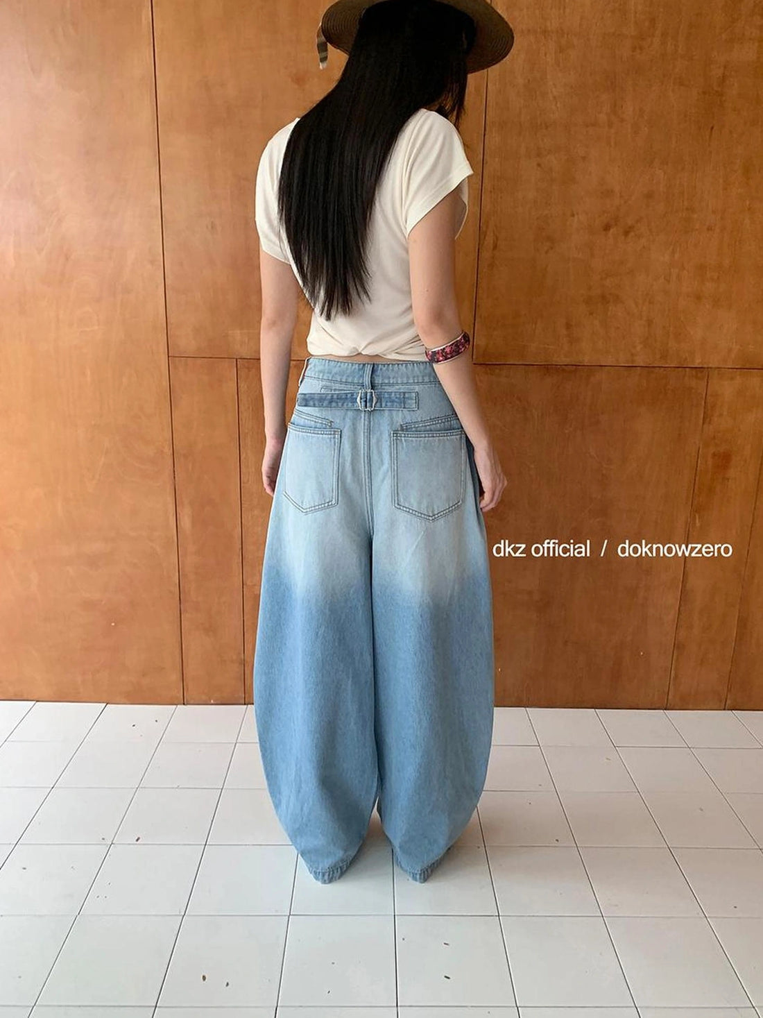 DKZ OFFICIAL Vintage Blue Wide Leg Denim Trousers